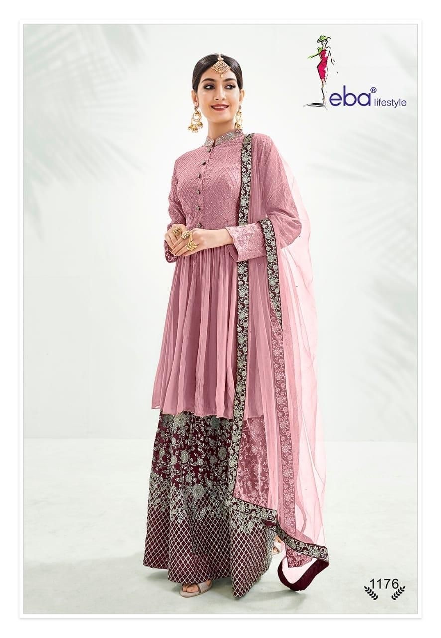 MANNAT BY EBA LIFESTYLE GEORGETTE FULL STICHED KURTIS WHOLESALE 3 PCS