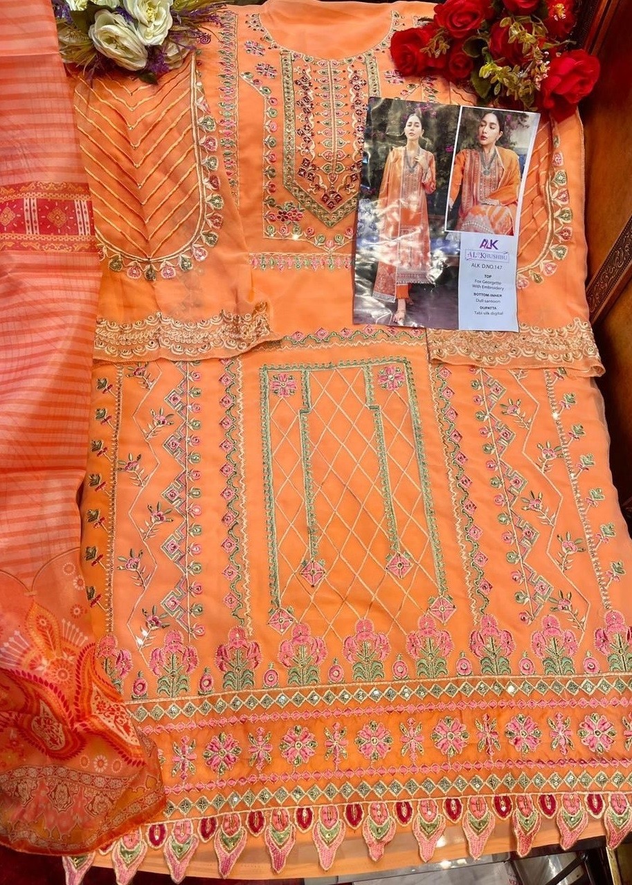 AL KHUSHBU ALK 147 ORANGE SALWAR KAMEEZ HIT DESIGN 2022