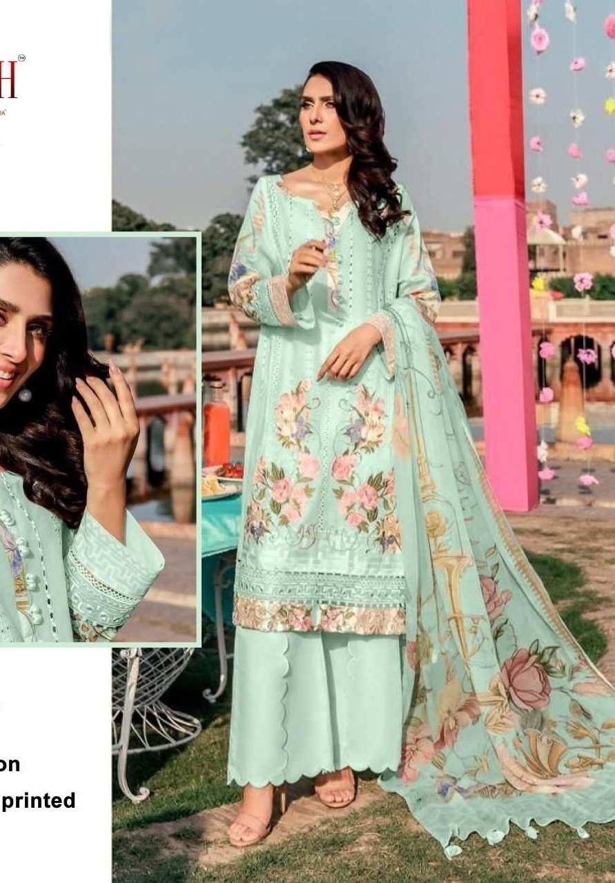 ZARQASH ROUCHE VOL 2 DN 2047 B PAKISTANI SUITS SEMI LAWN