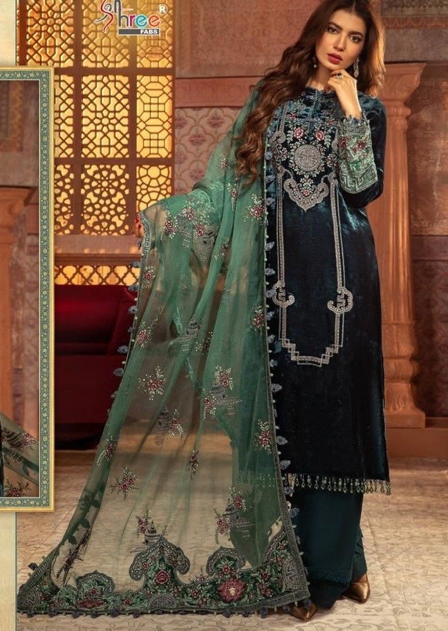 SHREE FABS S 450 VELVET PAKISTANI SUITS WHOLESALE