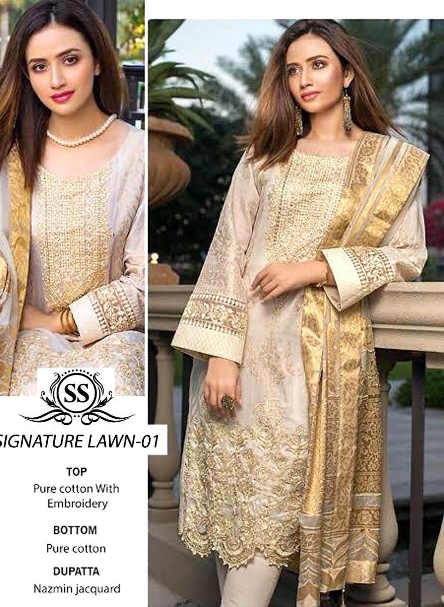 SS SIGNATURE LAWN 1 PAKISTANI SALWAR KAMEEZ WHOLESALE