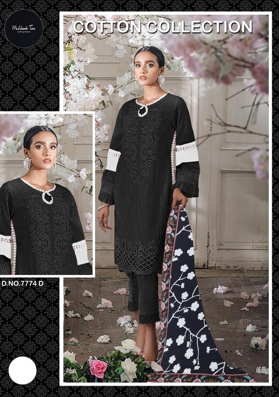 MEHBOOB TEX COTTON COLLECTION VOL 1 DN 7774 D BLACK PAKISTANI SUITS