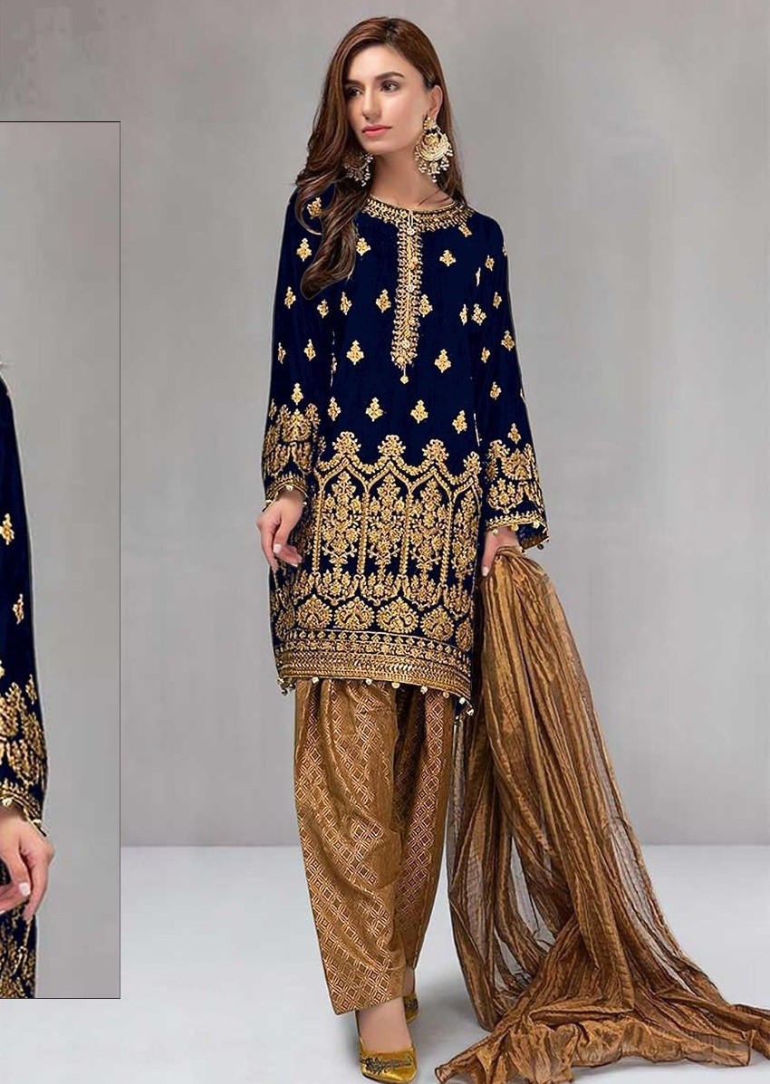 ZARQASH MARIYA B ROYAL SOIREE Z 2092 B NAVYBLUE LATEST SALWAR KAMEEZ
