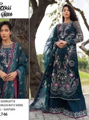 CROSS STITCH D N 746 LATEST PAKISTANI DRESS WITH GEORGETTE