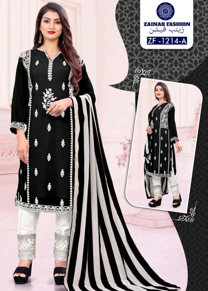 ZAINAB FASHION READYMADE COLLECTION VOL 11 D NO 1204 A  BLACK PAKISTANI KURTIS