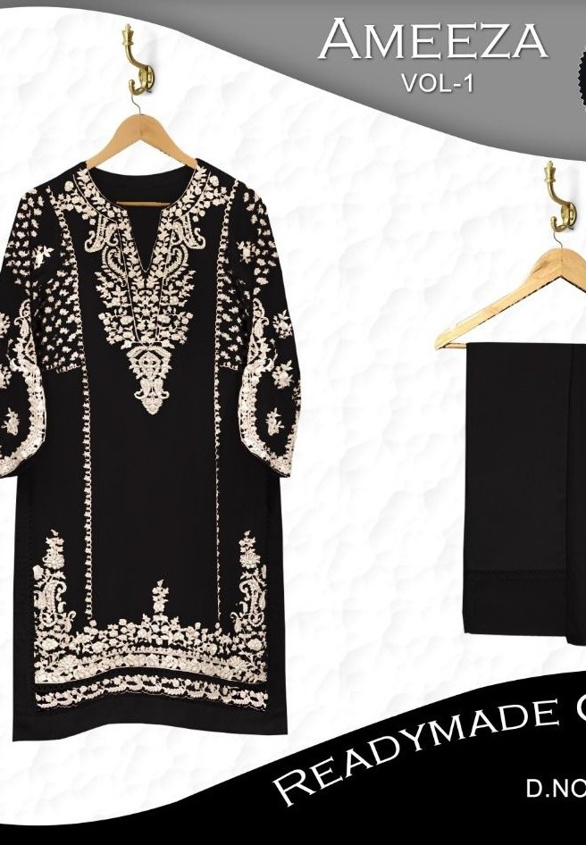 MEHBOOB TEX AMEEZA VOL 1 D NO 7773 D BLACK READYMADE COLLECTION KURTIS