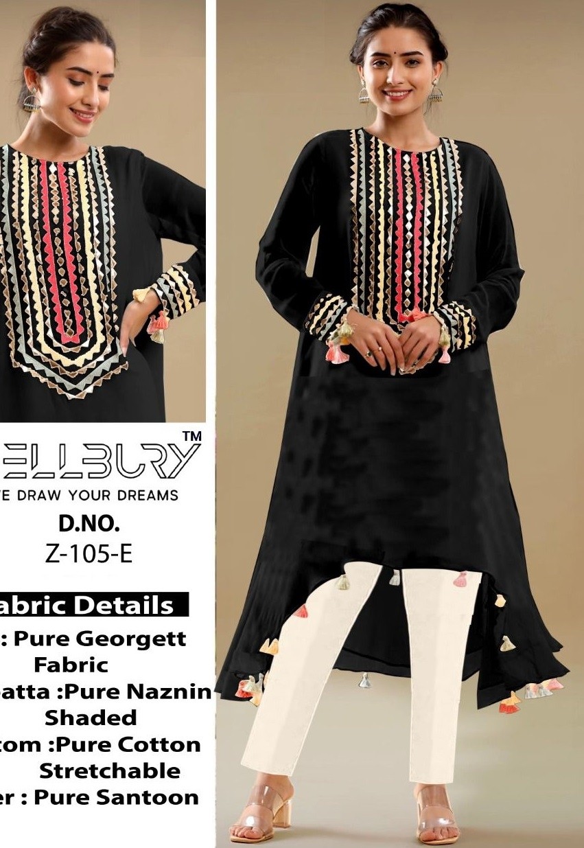 ZELLBURY FESTIVE COLLECTION Z 105 A TO Z 105 E PAKISTANI KURTIS SINGLE