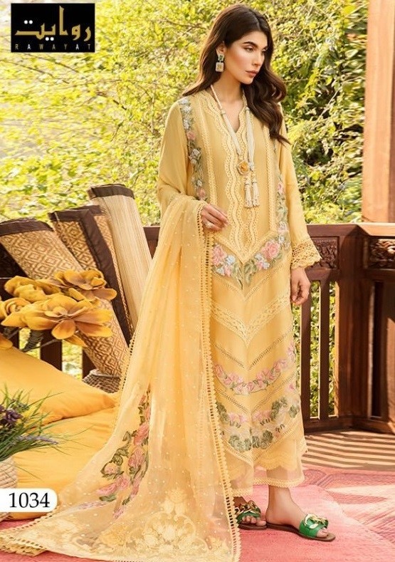 RAWAYAT SANA SAFINAZ VOL 6 1034 YELLOW SALWAR KAMEEZ 