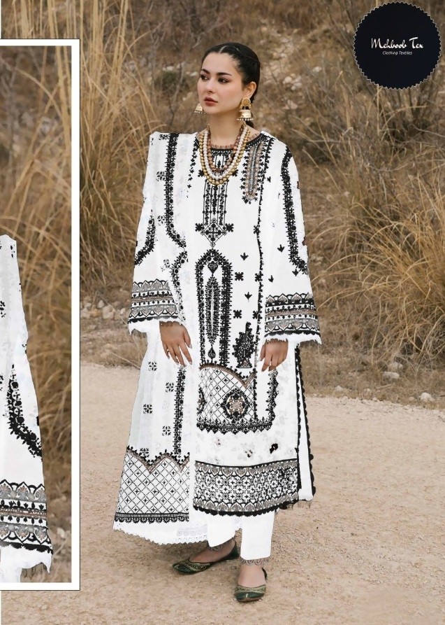 MEHBOOB TEX IZRA WHITE BEAUTY VOL 3 7773 B PAKISTANI DRESS CAMBRIC COTTON