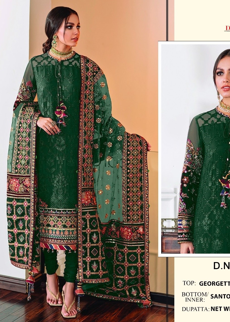DEEPSY SUITS D 164C GREEN PAKISTANI DESIGNER SUITS SINGLE AVAILABLE