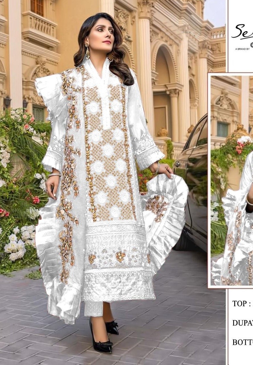 SERINE S 58 B SERIES WHITE PAKISTANI SUITS WHOLESALE