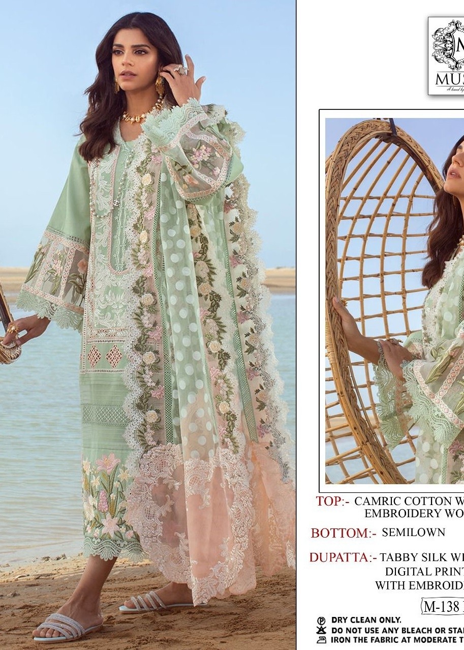 MUSHQ SHRADDHA DESIGNER M 138 B GREEN PAKISTANI SUITS BEST WHOLESALER 