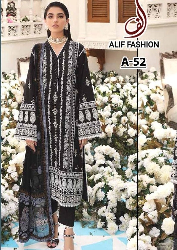 ALIF FASHION A 52 BLACK DRESS PAKISTANI SUITS MANUFACTRER