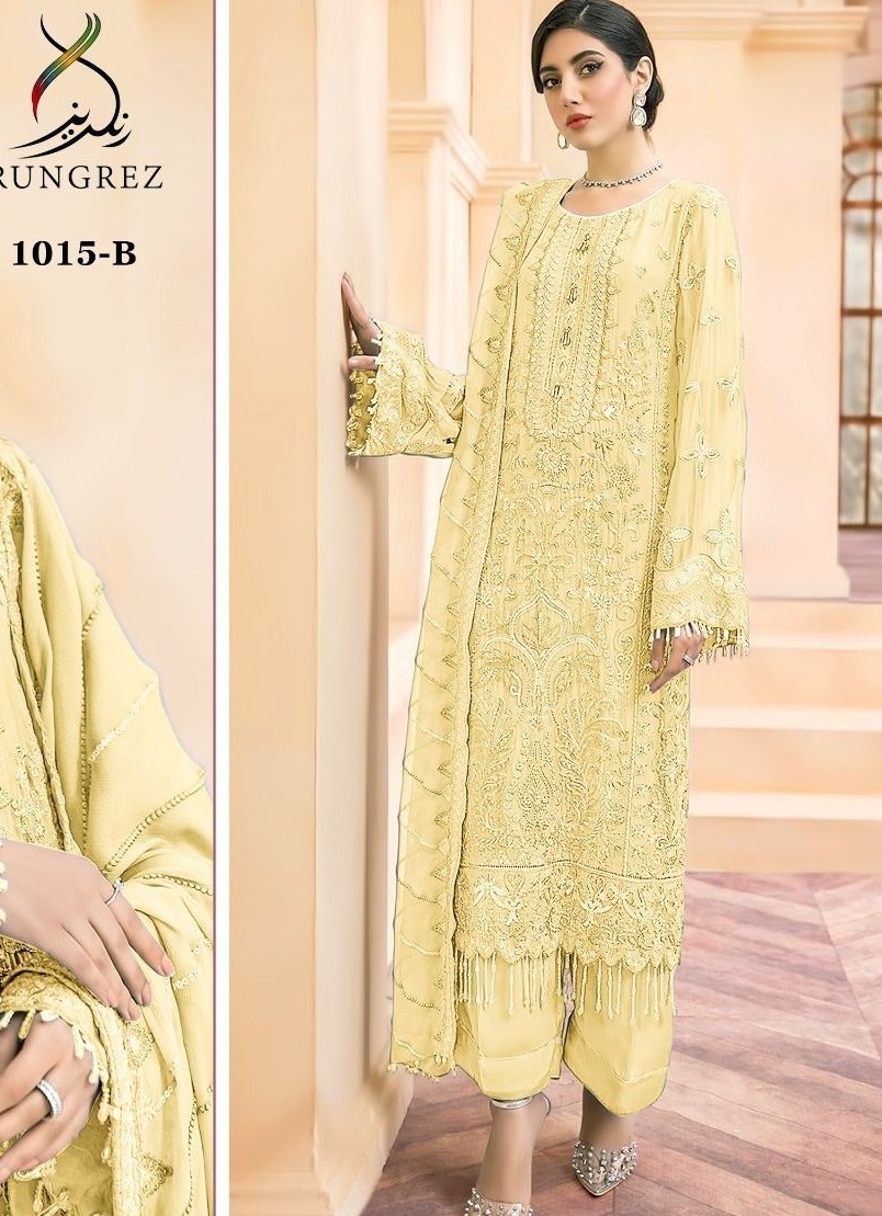 RUNGREZ 1015 C YELLOW PAKISTANI SALWAR KAMMEZ