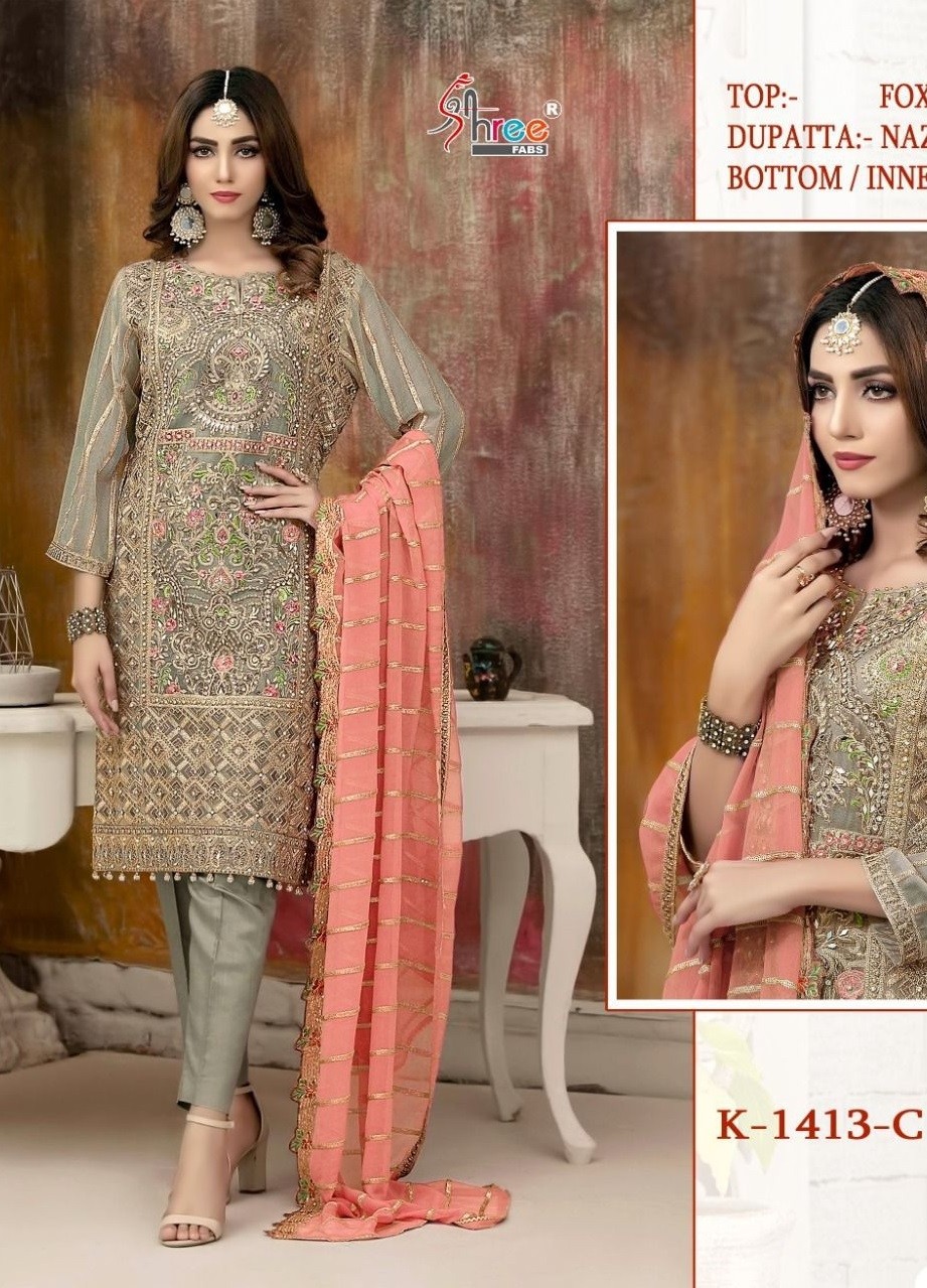 SHREE FABS K 1413 C PAKISTANI DESIGNER SUITS SINGLE