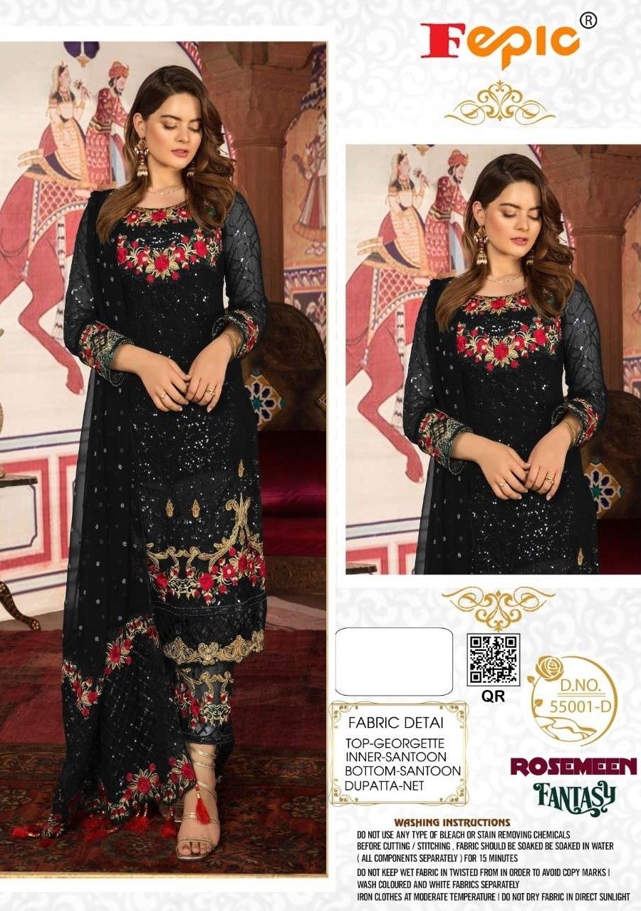 FEPIC ROSEMEEN FANTASY 55001 D BLACK DRESS PAKISTANI SUITS 