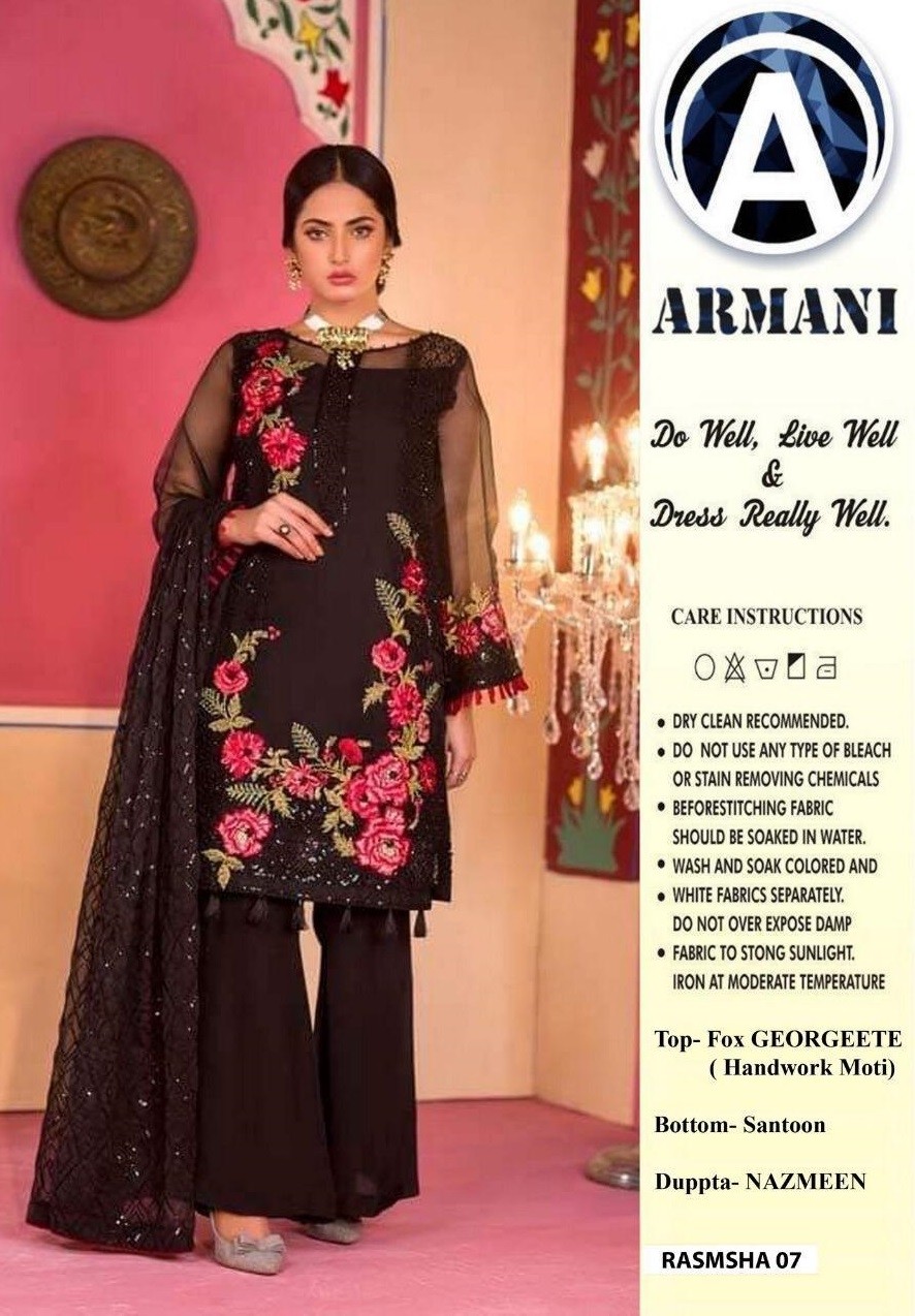 ARMANI RASMSHA 7 BLACK PAKISTANI DESIGNER SUITS