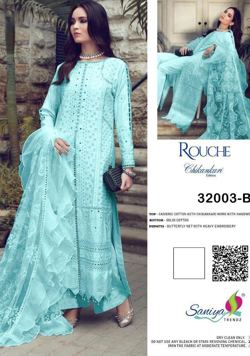 SANIYA TRENDZ ROUCHE CHIKANKARI EDITION 32003 B PAKISTANI SUITS