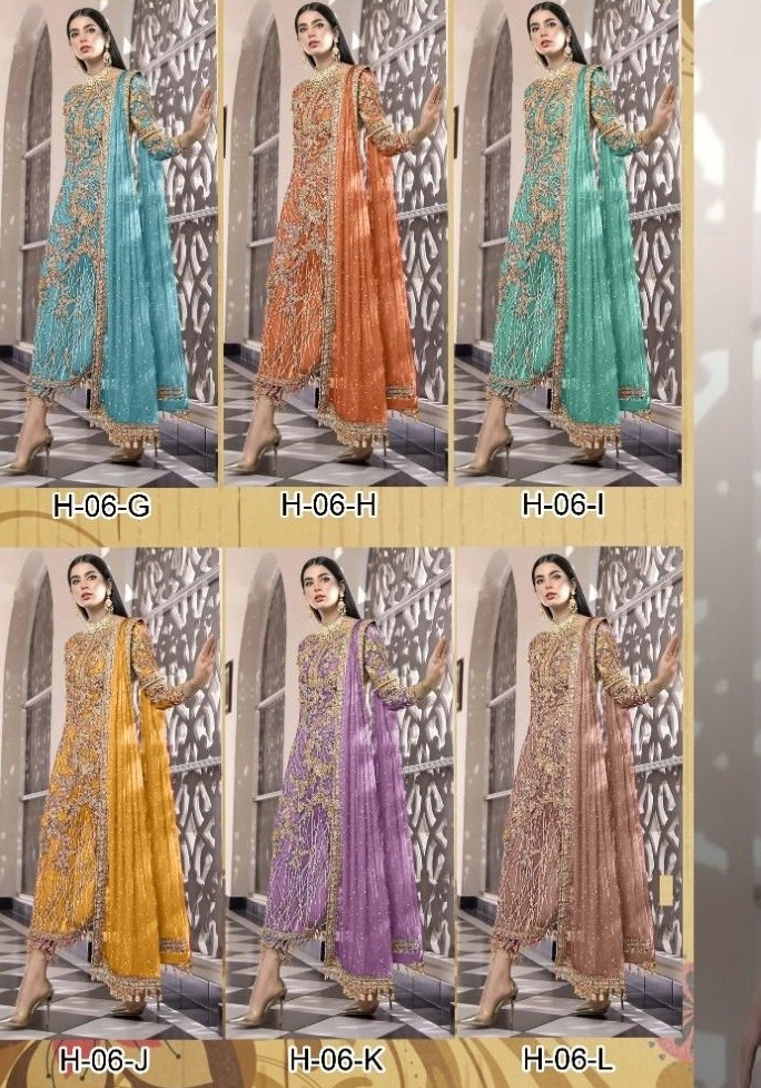 HOOR TEX H 06G TO H 06L PAKISTANI SUITS BY SINGLE