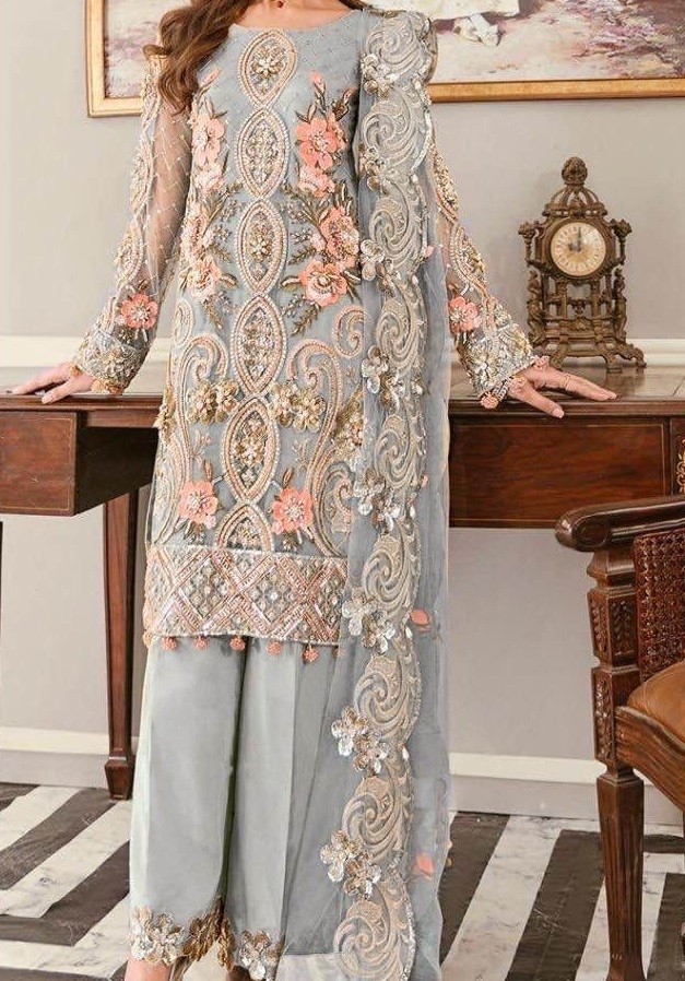ZARAQASH ANGELICA Z 2055 B GREY PAKISTANI SALWAR KAMEEZ WITH PRICE