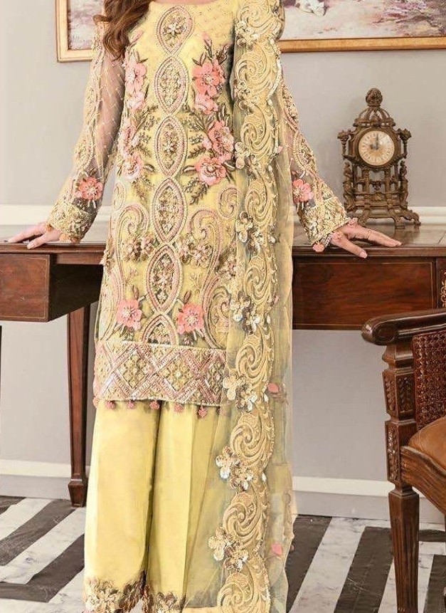 ZARAQASH ANGELICA Z 2055 D YELLOW PAKISTANI SALWAR KAMEEZ