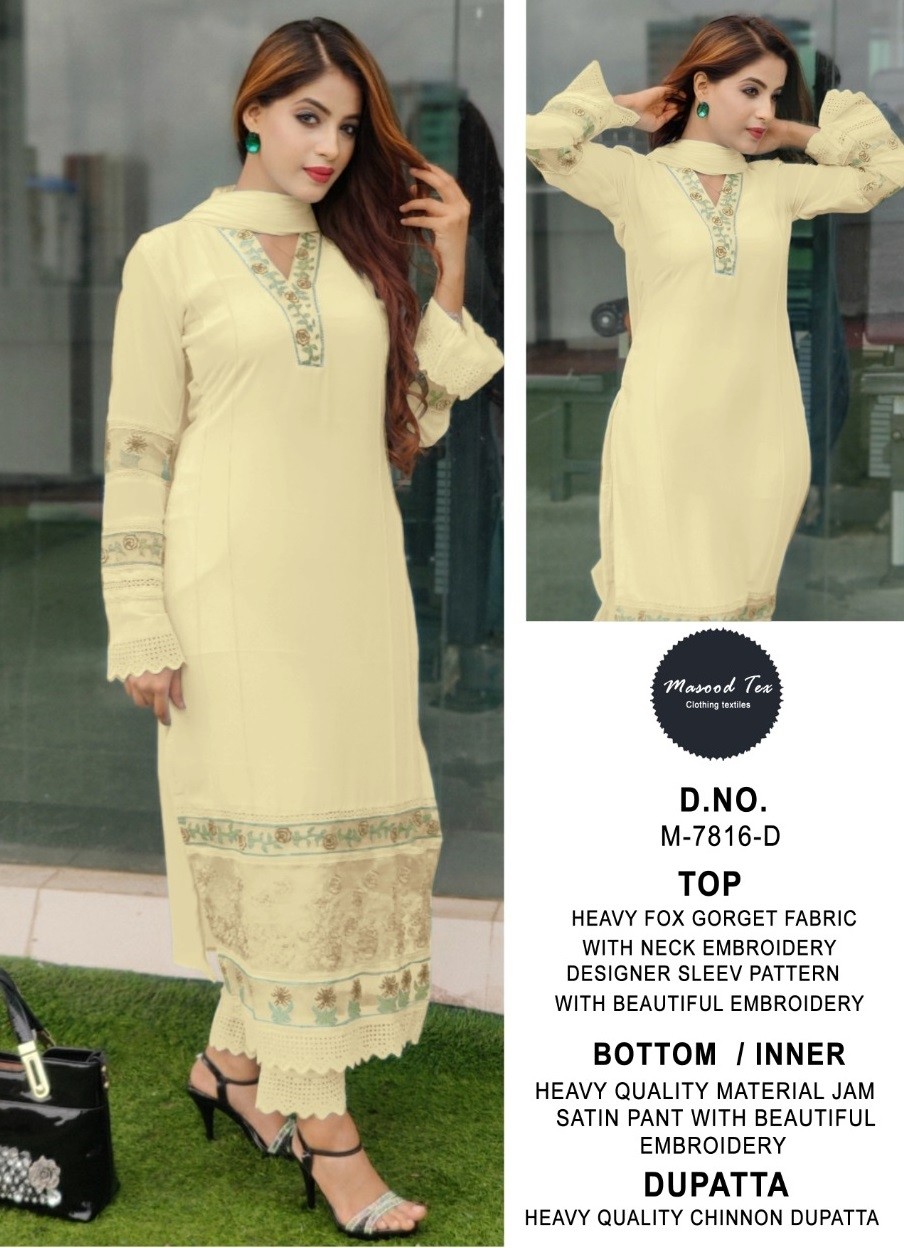 MASOOD TEX M 7816 D PAKISTANI DESIGNER KURTIS SHOPPING