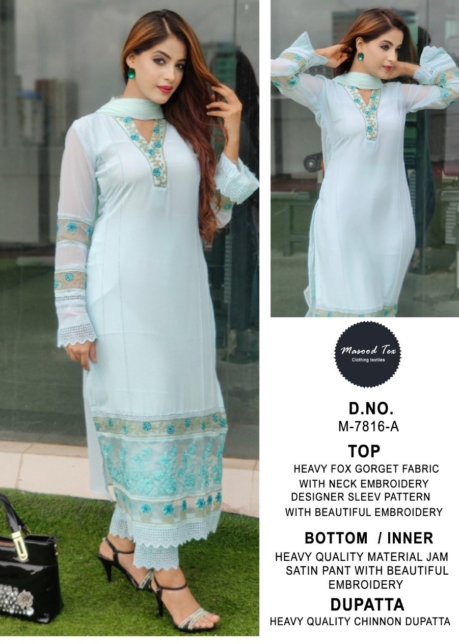 MASOOD TEX M 7816 A PAKISTANI DESIGNER KURTIS