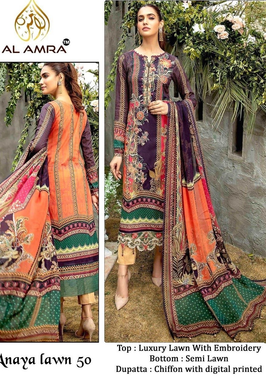 AL AMRA ANAYA LAWN 50 PAKISTANI SALWAR KAMEEZ MANUFACTURER IN INDIA