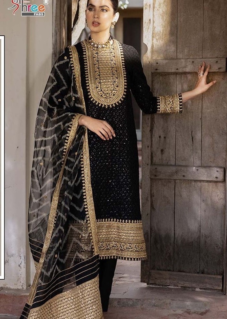 SHREE FABS S 445 BLACK PAKISTANI SUITS WHOLESALE