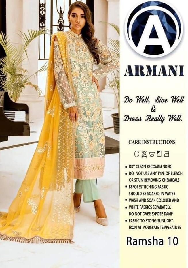 ARMANI RAMSHA 10 PAKISTANI DESIGNER SUITS BY SURAT