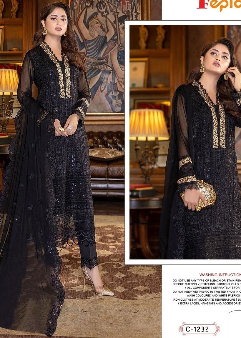 FEPIC ROSEMEEN C 1232 BLACK PAKISTANI SALWAR SUITS ONLINE