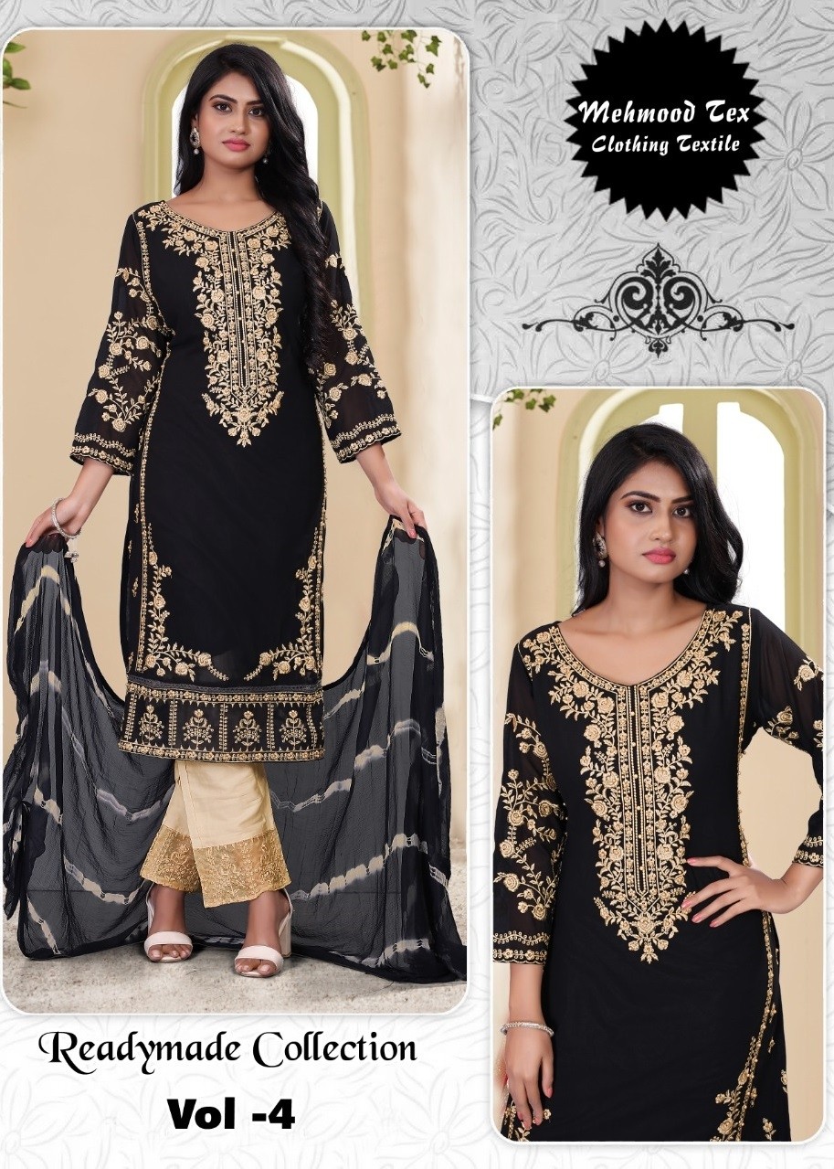 MEHMOOD TEX READYMADE COLLECTION VOL 4 BLACK PAKISTANI KURTIS IN INDIA