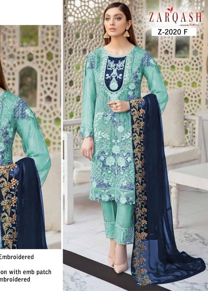 ZARQASH RAMSHA COLORS Z 2020 F BLUE SALWAR KAMEEZ ONLINE SUPPLIER