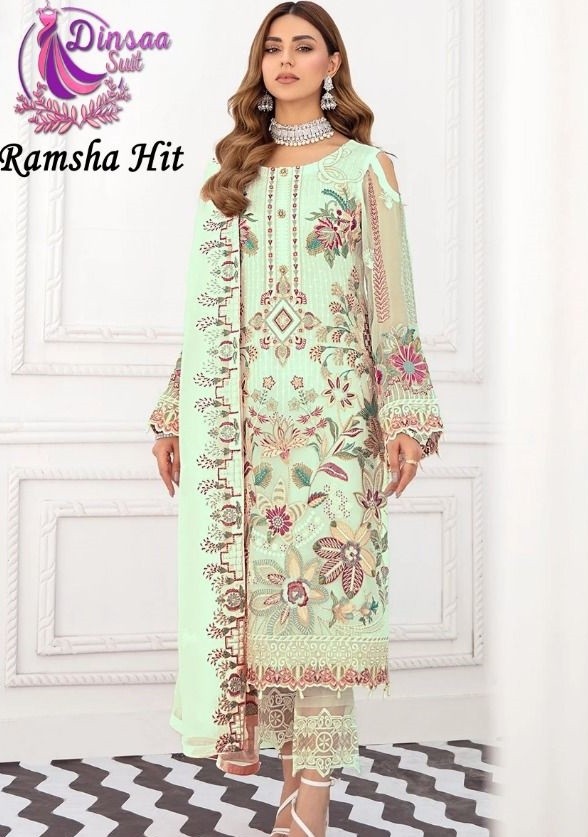 DINSAA SUIT DS 1001 C RAMSHA HIT COLOURS VOL 1 GREEN SUITS WHOLESALER