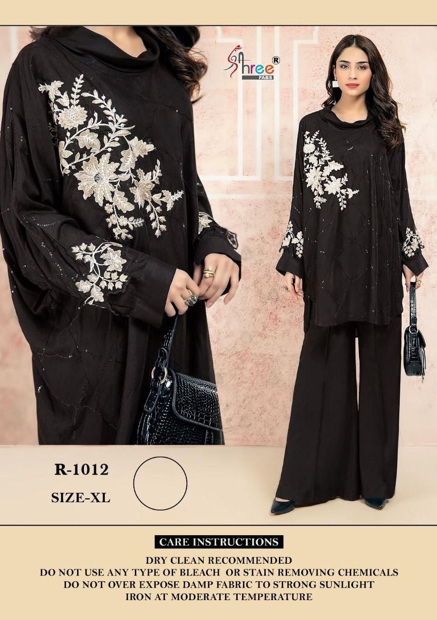 SHREE FABS R 1012 BLACK TUNIC KURTIS SURAT