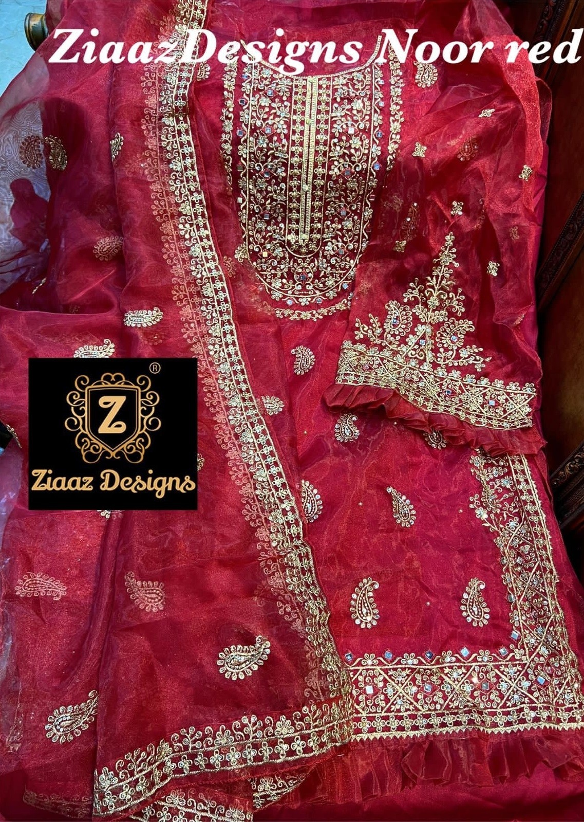 ZIAAZ DESIGNS NOOR RED LATEST DESIGN PAKISTANI SUITS