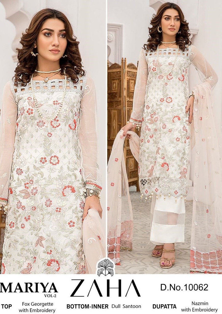 ZAHA 10062 MARIYA VOL 2 WHOLESALER PAKISTANI SUITS SINGLE