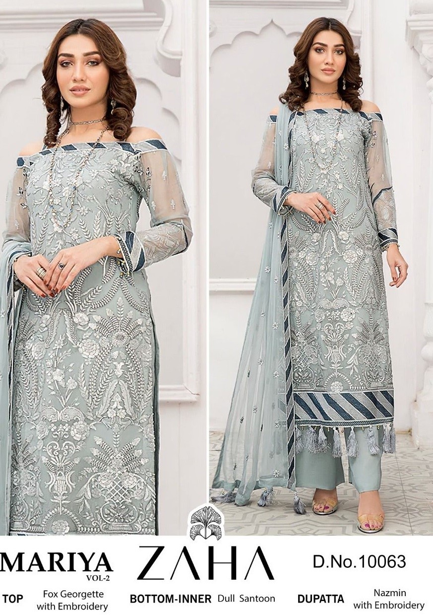 ZAHA 10063 MARIYA VOL 2 WHOLESALER PAKISTANI SUITS SINGLE PIECE