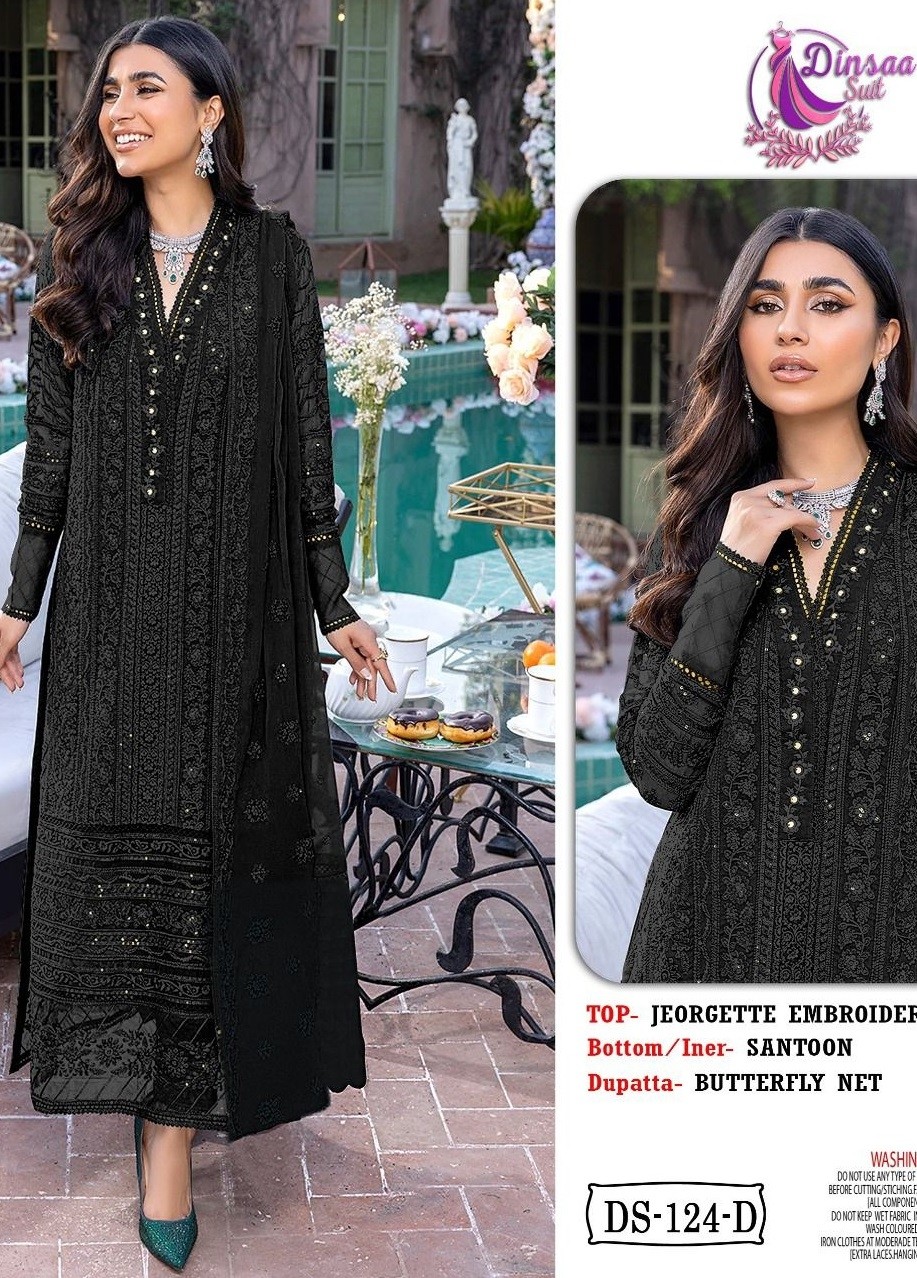 DINSAA SUIT DS 124 D BLACK PAKISTANI SUITS WITH PRICE