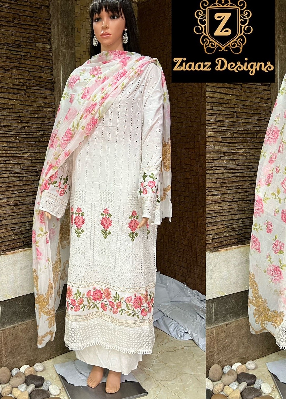 ZIAAZ DESIGNS 7773 SHAHNAZ VOL 9 WHITE DRESS SALWAR SUITS