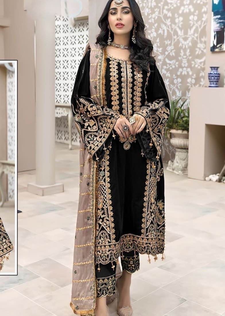 ZARQASH Z 2123 C BLACK SALWAR KAMEEZ WHOLESALER GEORGETTE