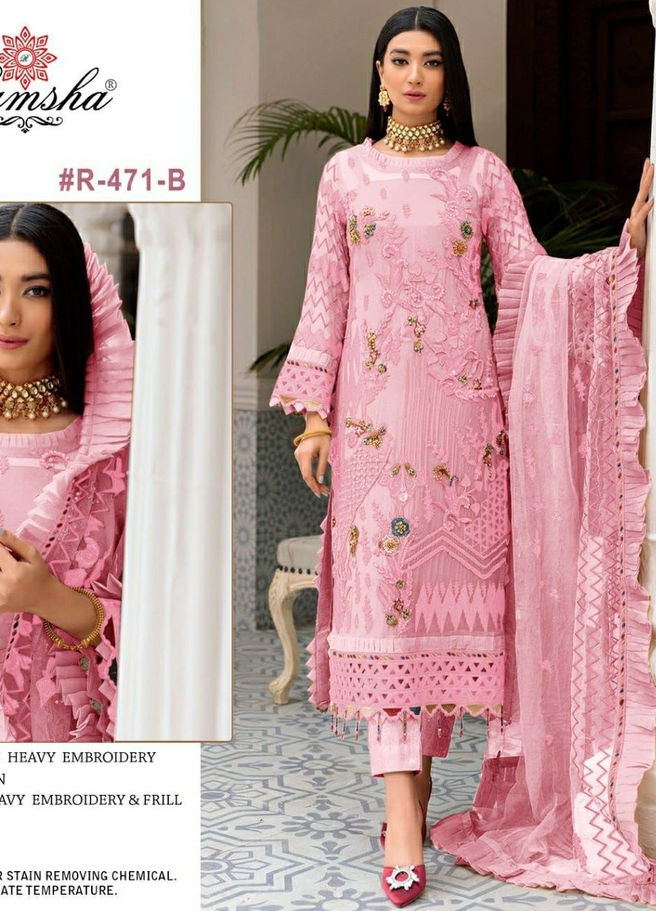 RAMSHA R 471 B SINGLE SALWAR SUITS EMBROIDERED 