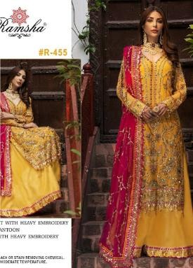 RAMSHA R 455 SINGLE PIECE PAKISTANI SUITS