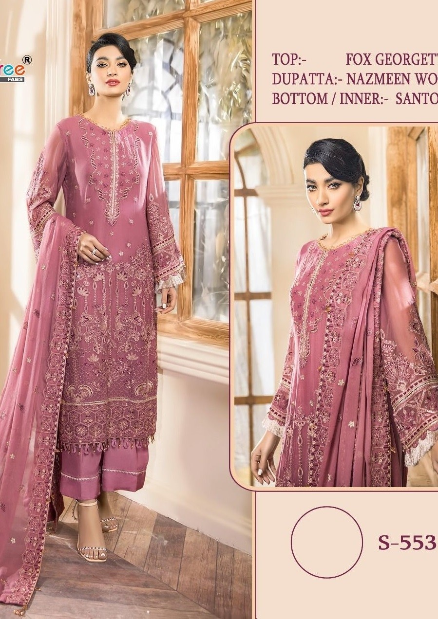 SHREE FABS S 553 GEORGETTE LATEST PAKISTANI SUITS