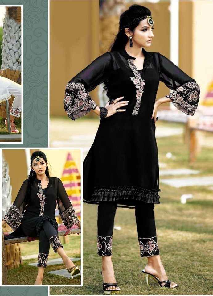 AARSH 22 BLACK DESIGNER KURTIS WHOLESALER