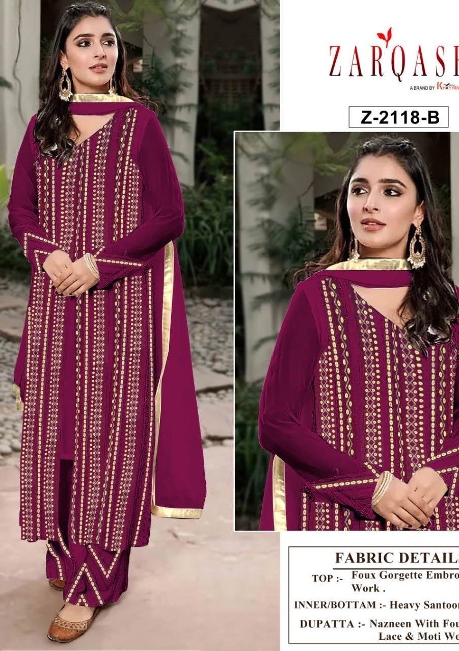 ZARQASH Z 2118 A TO Z 2118 D SANA SAFINAZ VOL 4 PAKISTANI SUITS WHOLESALER