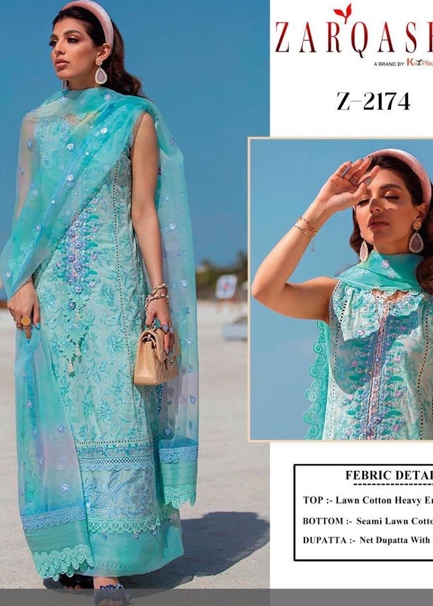 ZARQASH AZIZ LUXURY LAWN Z 2174 PAKISTANI SUITS BY SHOP INDIA