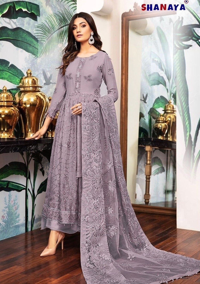 Navy Blue Faux Georgette Festive Wear Designer Pakistani Suit Online  FABANZA UK