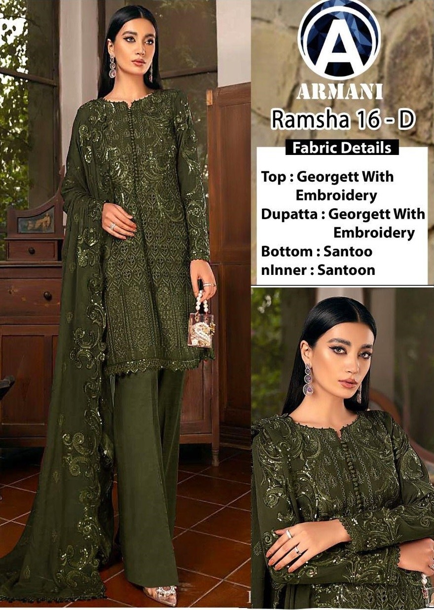 ARMANI RAMSHA 16 D PAKISTANI SALWAR SUITS SUPPLIER IN SURAT