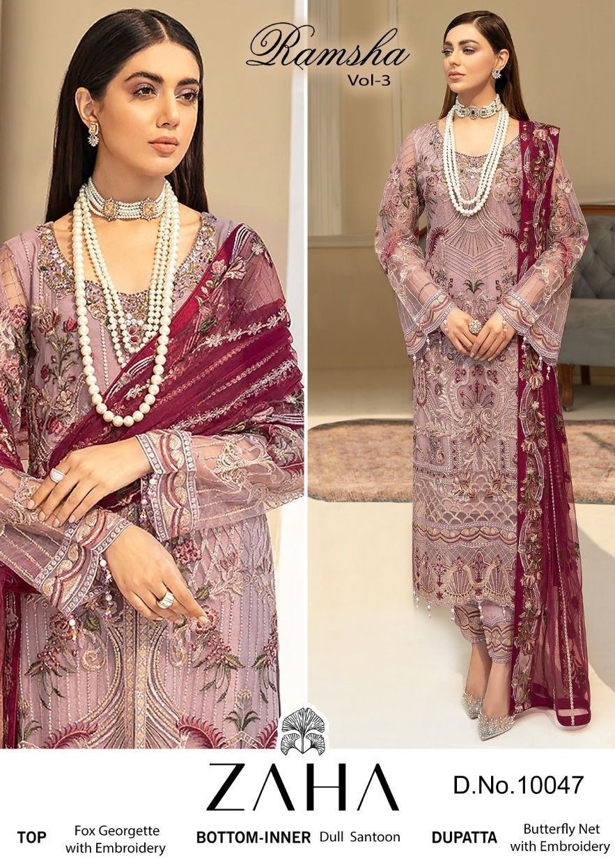 ZAHA 10047 RAMSHA VOL 13 PAKISTANI SUITS SINGLE